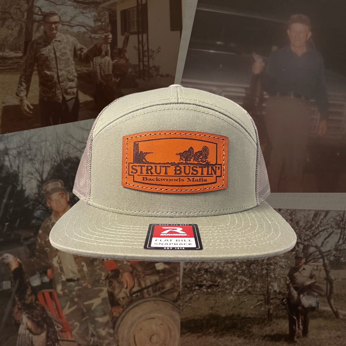 Strut Bustin’ Leather Patch Loden 7 Panel