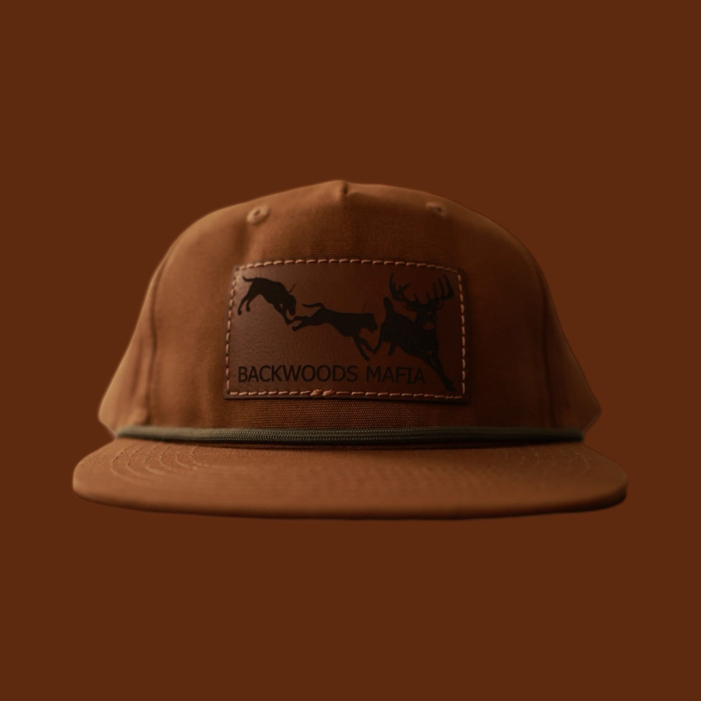 Dog Em Burnt Orange Leather Patch Rope Hat