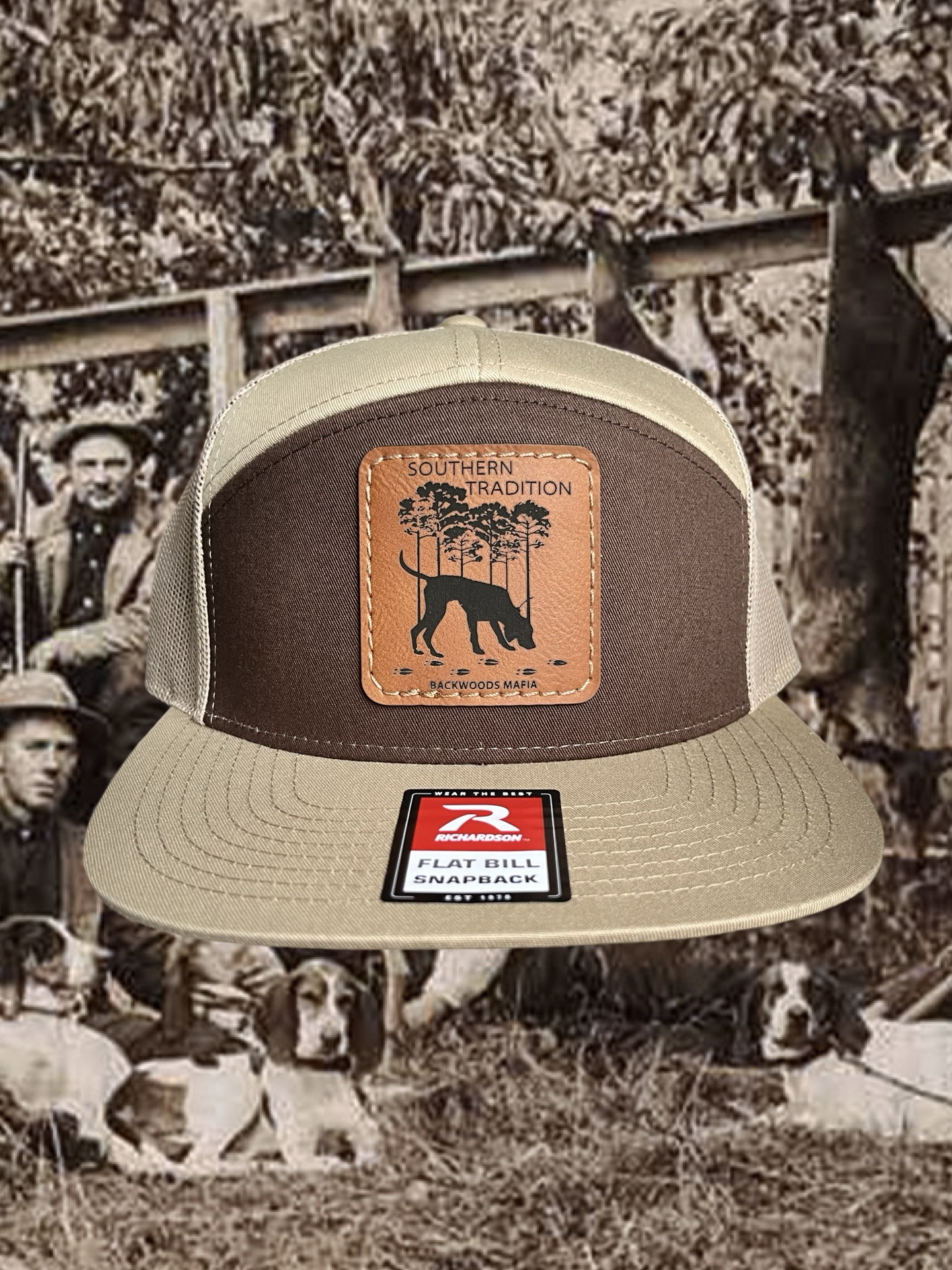 Southern Tradition Leather Patch Brown/Khaki 7 Panel